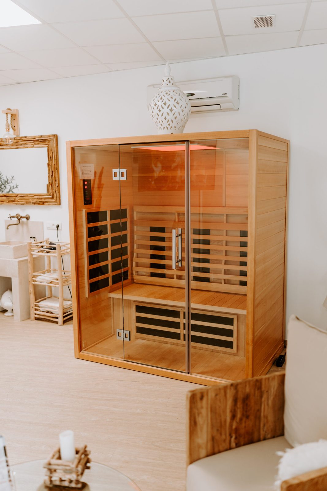 La cabine infrarouge de la Suite Riposo